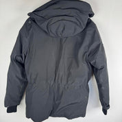 Canada Goose black parka jacket oversized fit with utility pockets and logo patch.