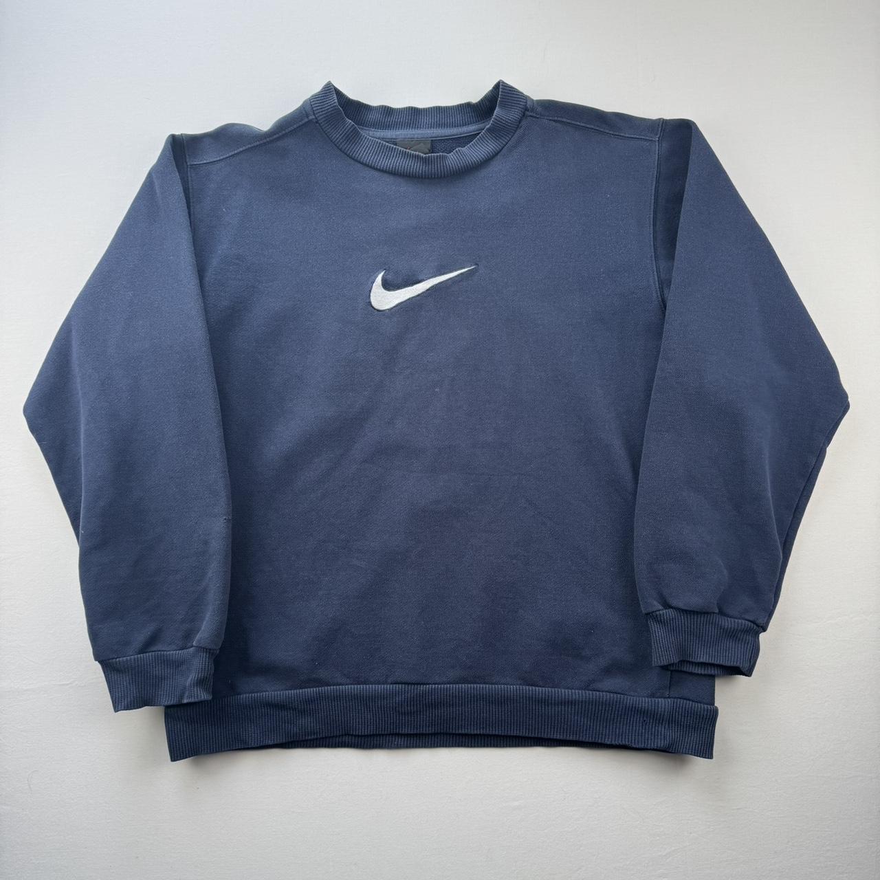 Womens Navy 1990s Nike Embroidered Swoosh Sweatshirt 12-14