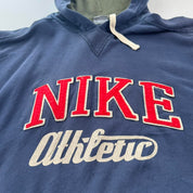 2000s Nike Embroidered Spellout Oversized Navy Hoodie L