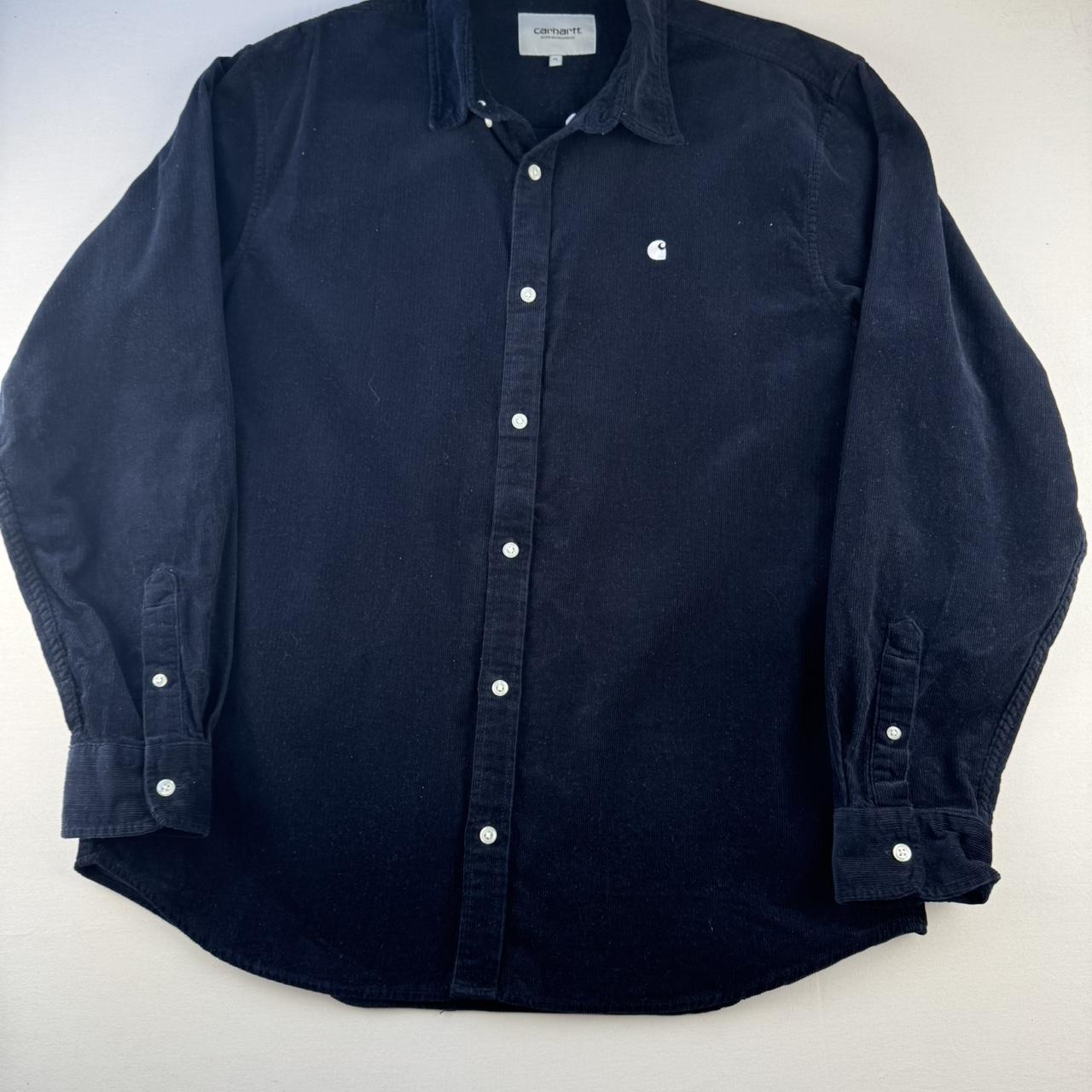 Navy Carhartt WIP Long Sleeve Madison Corduroy Button Down Shirt XL