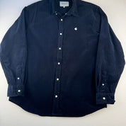 Navy Carhartt WIP Long Sleeve Madison Corduroy Button Down Shirt XL
