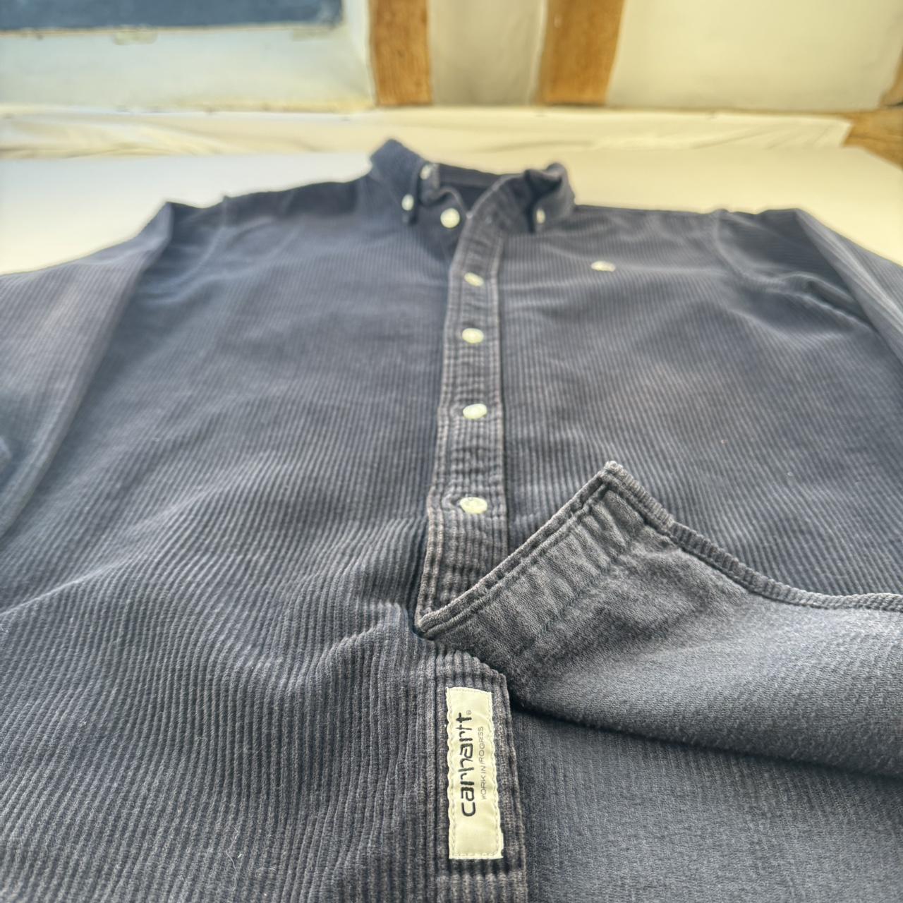 Navy Carhartt WIP Long Sleeve Madison Corduroy Button Down Shirt S