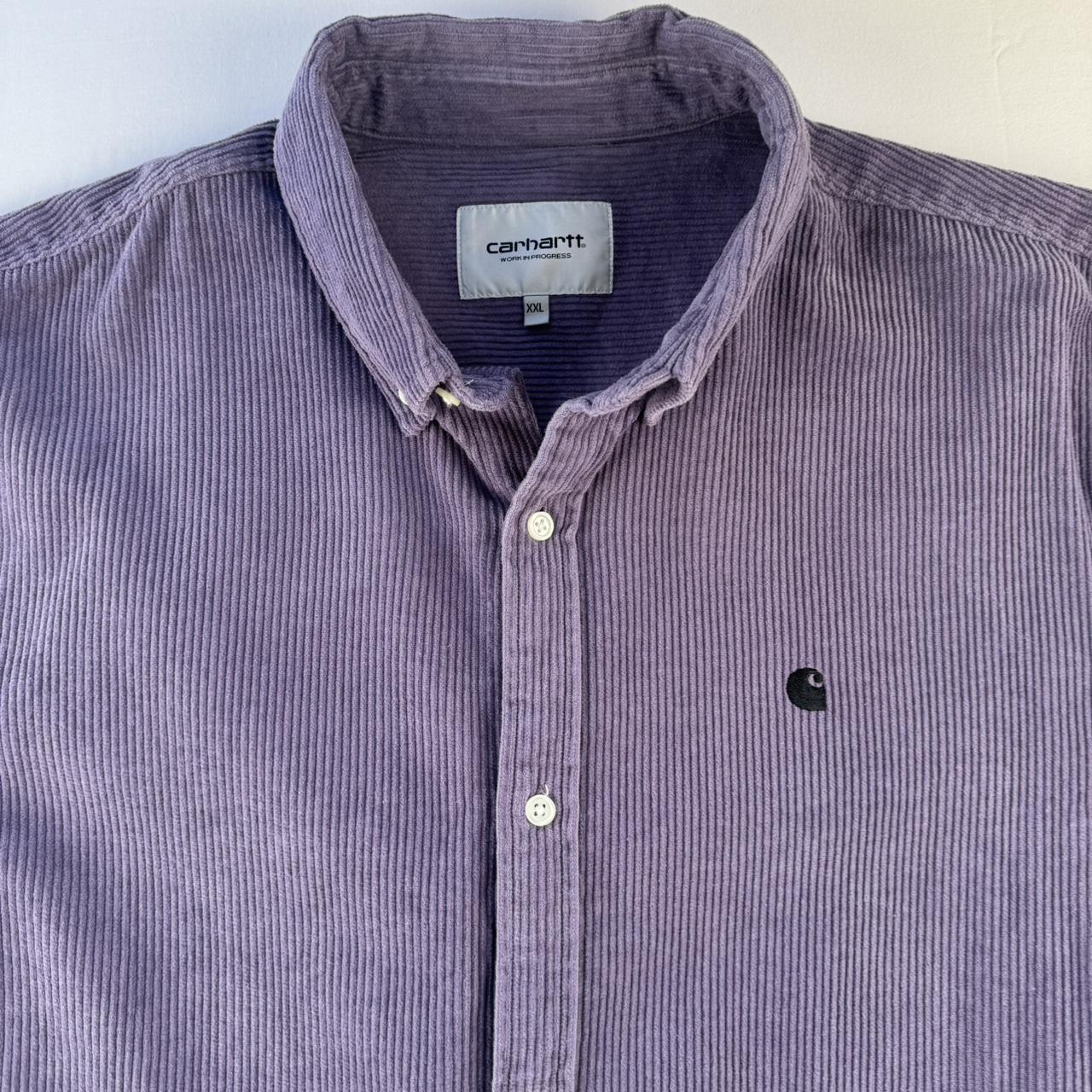 Purple Carhartt WIP Long Sleeve Madison Corduroy Button Down Shirt XXL