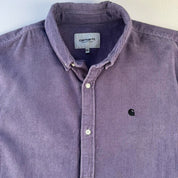 Purple Carhartt WIP Long Sleeve Madison Corduroy Button Down Shirt XXL
