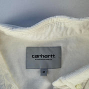 White and Green Carhartt WIP Long Sleeve Madison Corduroy Button Down Shirt M