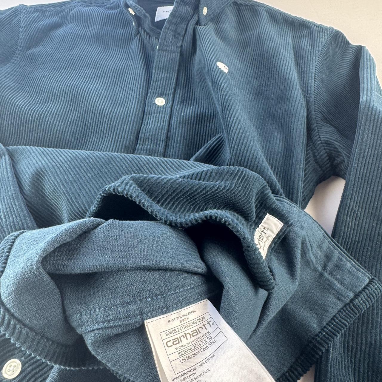 Teal Carhartt WIP Long Sleeve Madison Corduroy Button Down Shirt M