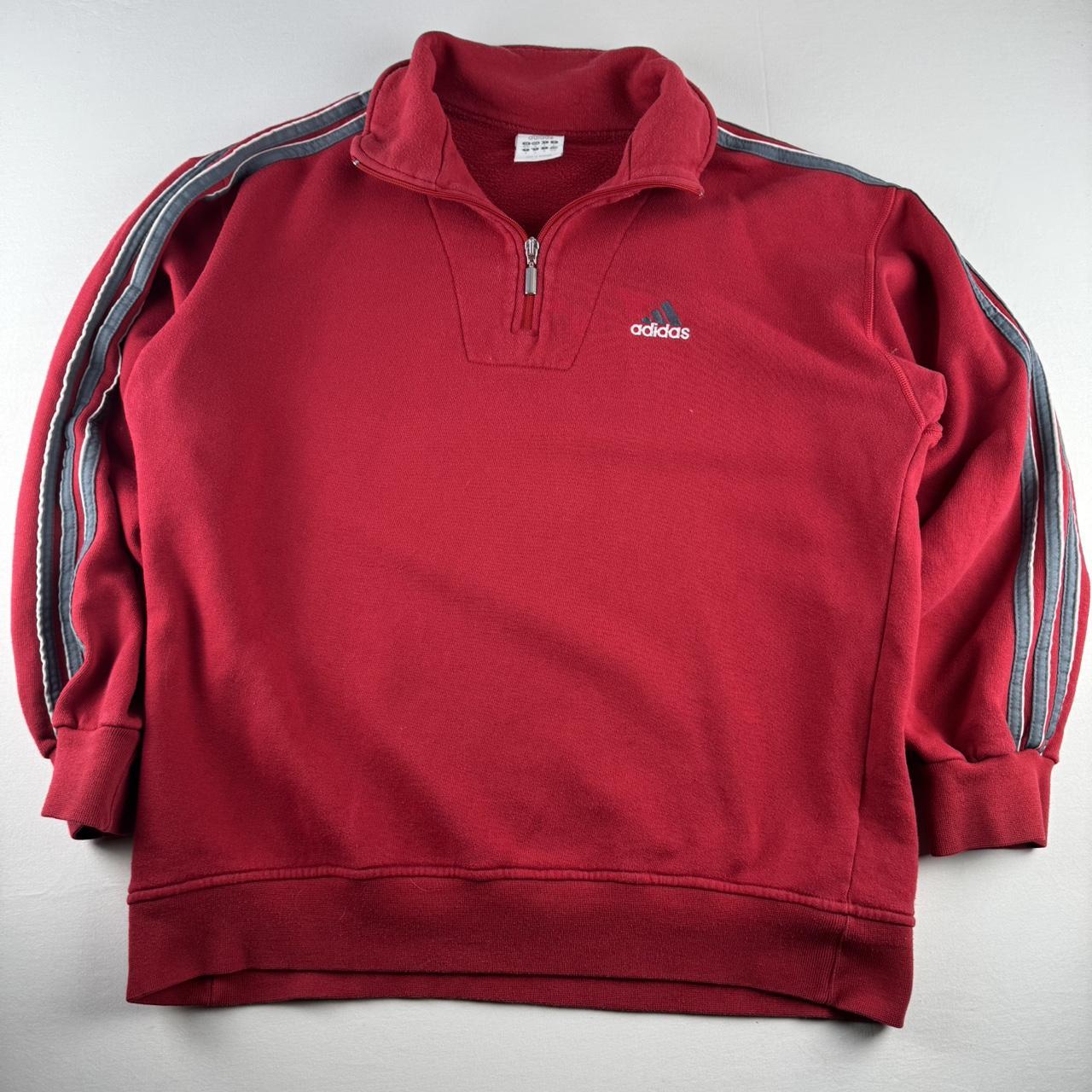 2000s Adidas Embroidered Spellout Quarter Zip Jumper L
