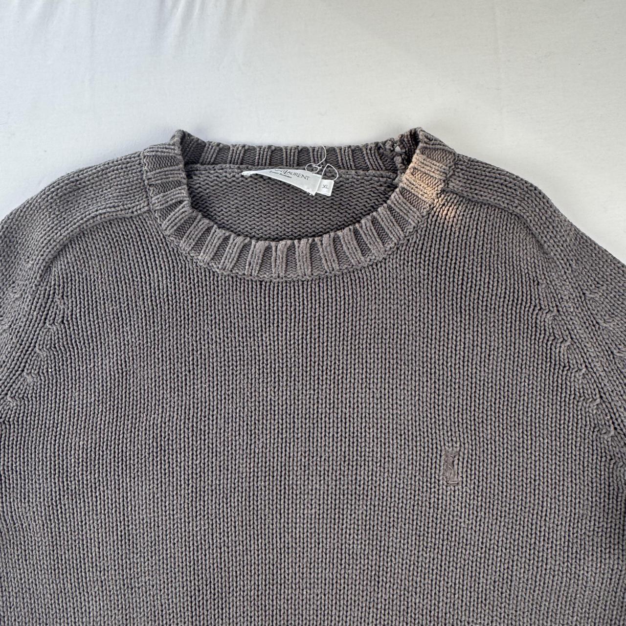 Yves Saint Laurent Crewneck Knit Sweater in Grey Size XL