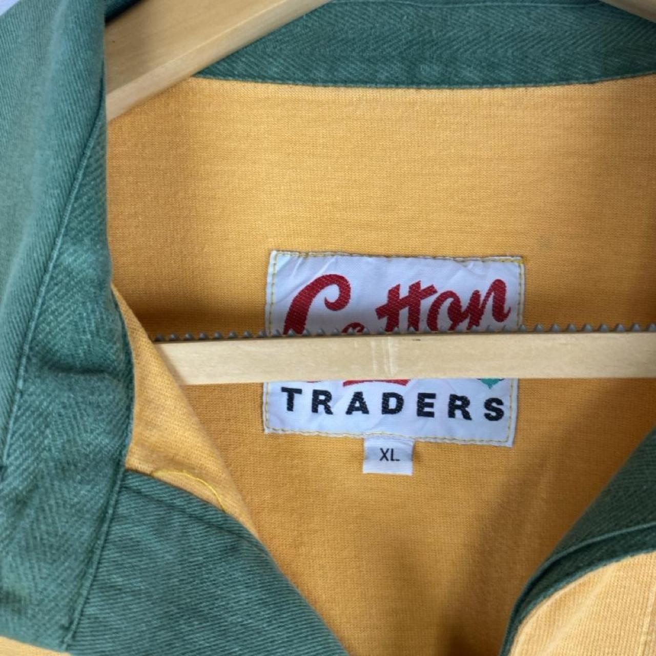 Cotton Traders green and yellow rugby polo with Wallabies logo and vintage design.