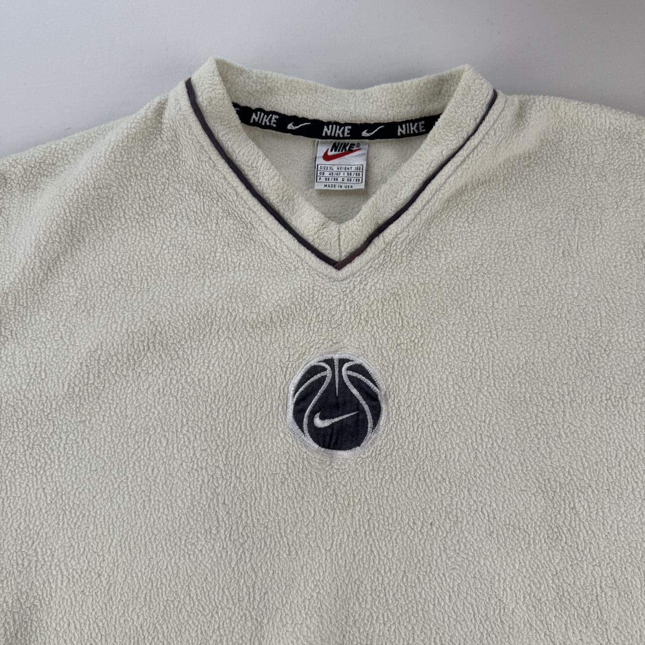 Rare 1990s Centre Swoosh V Neck Fleece Sweatshirt XL