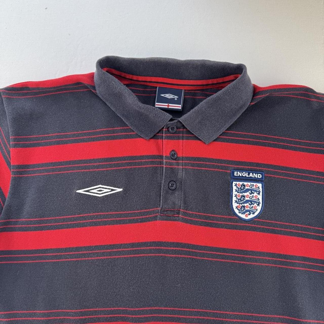 2004 Umbro Embroidered England Football Striped Polo Top XL