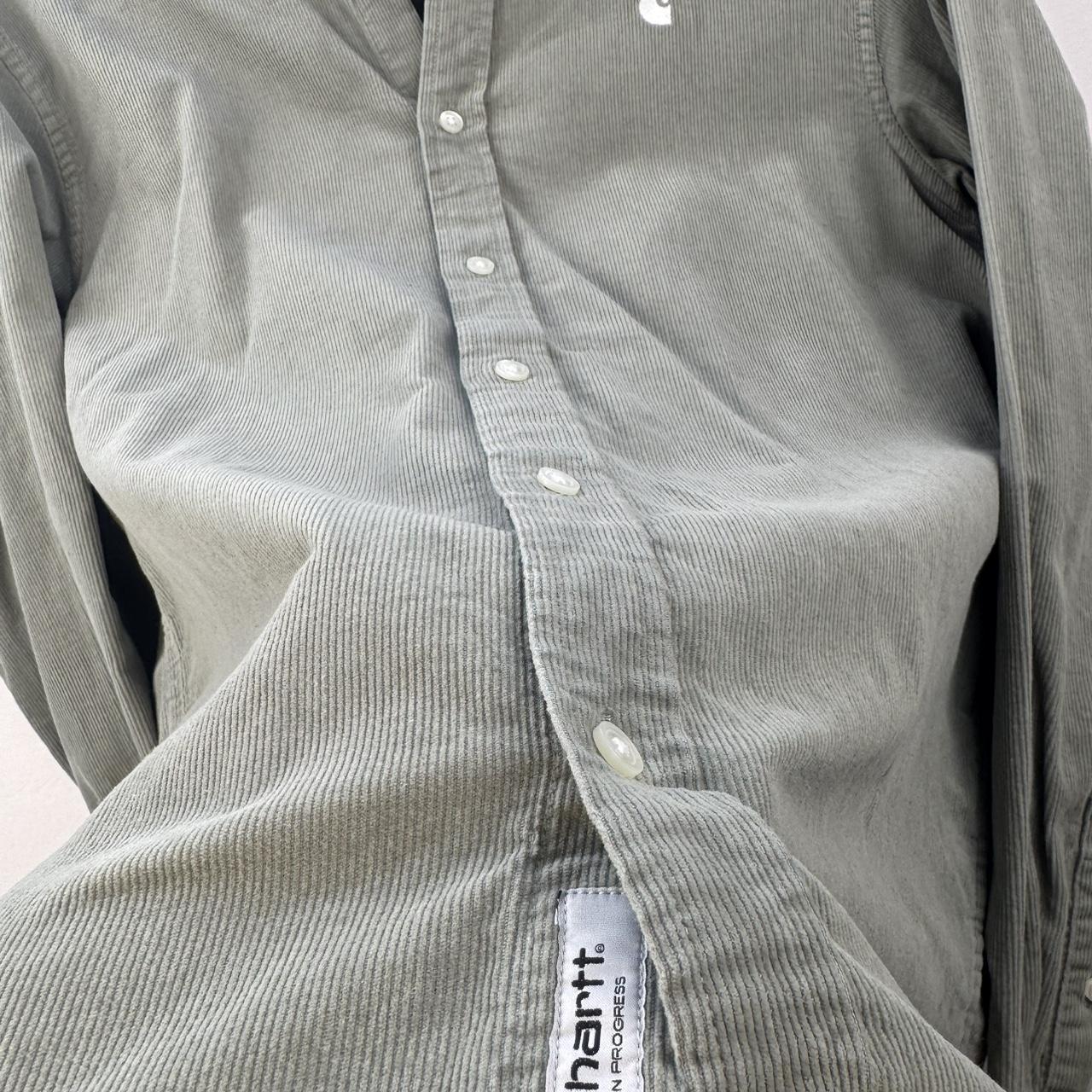 Sage Green Carhartt WIP Long Sleeve Madison Corduroy Button Down Shirt S