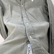 Sage Green Carhartt WIP Long Sleeve Madison Corduroy Button Down Shirt S