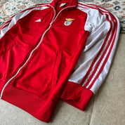 Adidas Benfica track jacket red with white logo and sporty design details.
