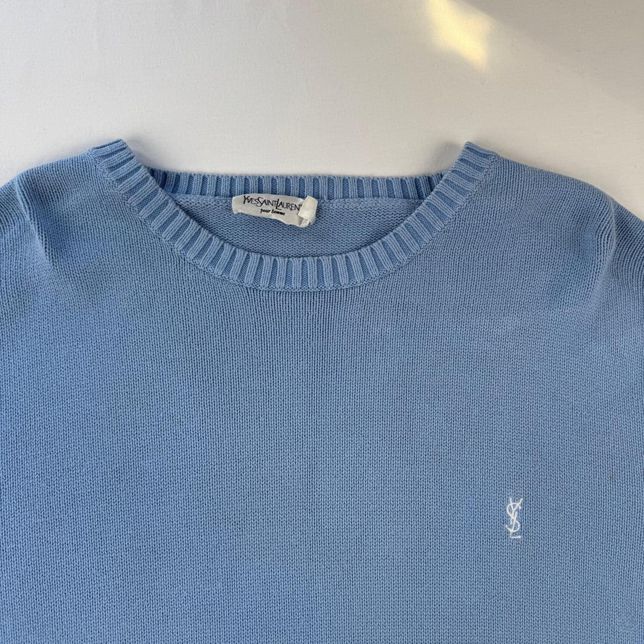 Yves Saint Laurent Crewneck Knit Sweater in Blue Size XXL