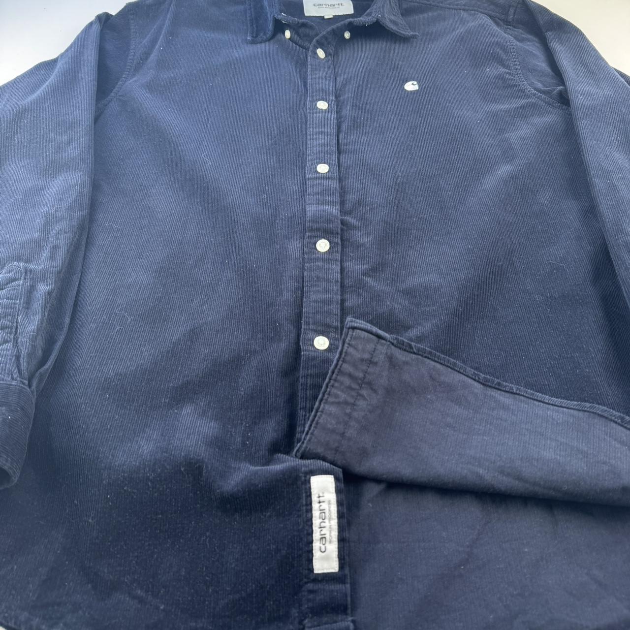 Navy Carhartt WIP Long Sleeve Madison Corduroy Button Down Shirt XL