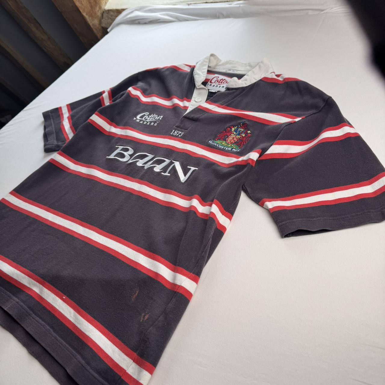 1990s Cotton Traders Gloucester Rugby Striped Polo M