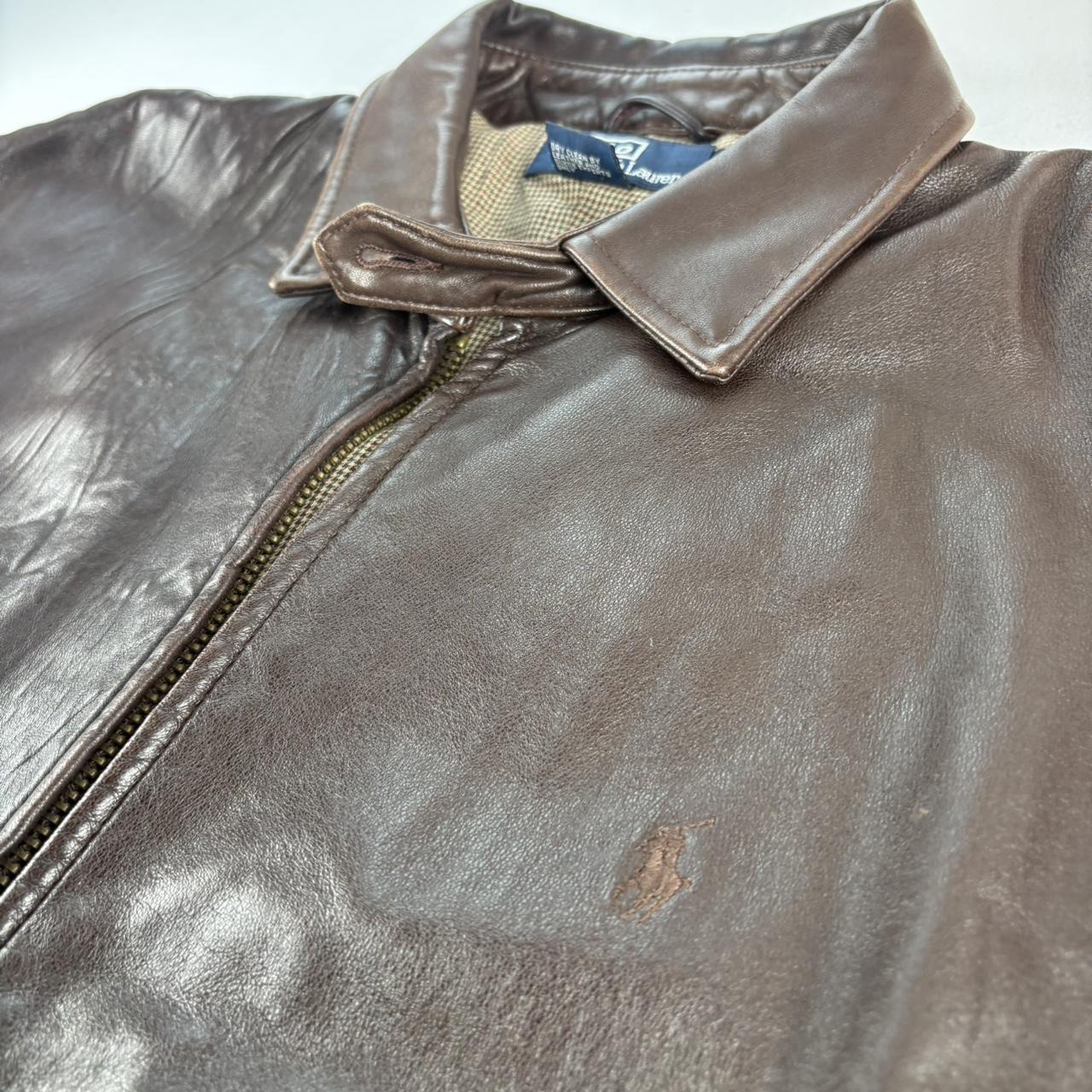 Polo Ralph Lauren Early 2000s Leather Brown Harrington Jacket L