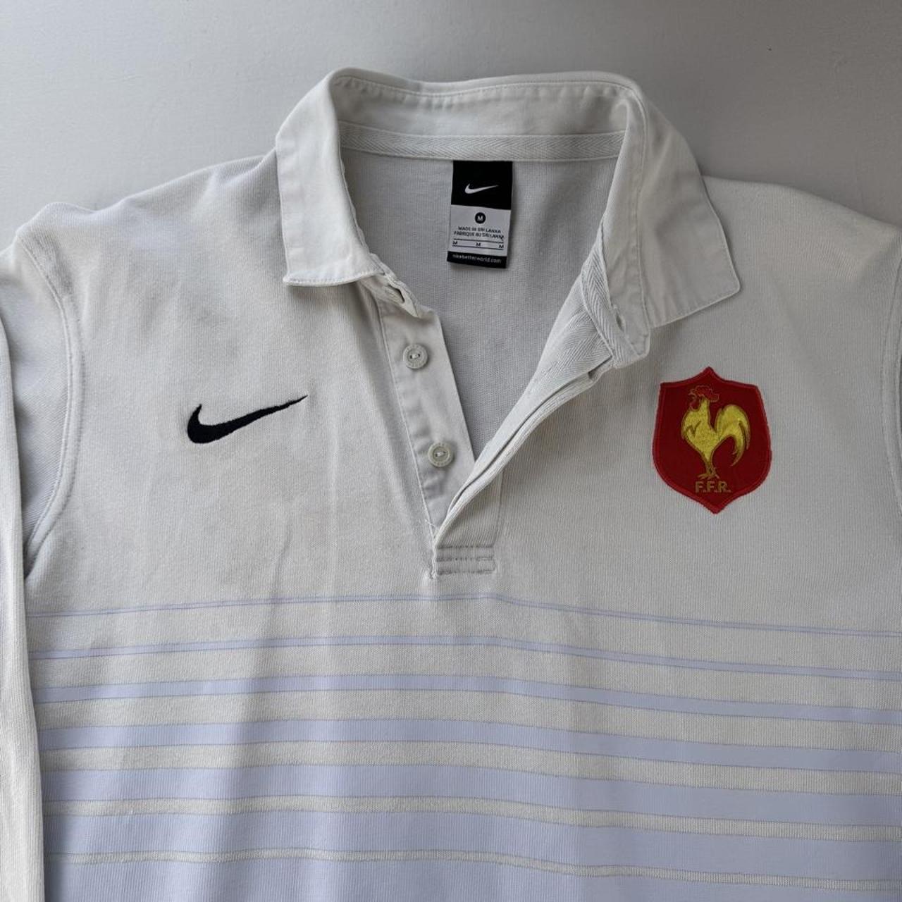 2009 Embroidered France Rugby Striped Rugby Polo M