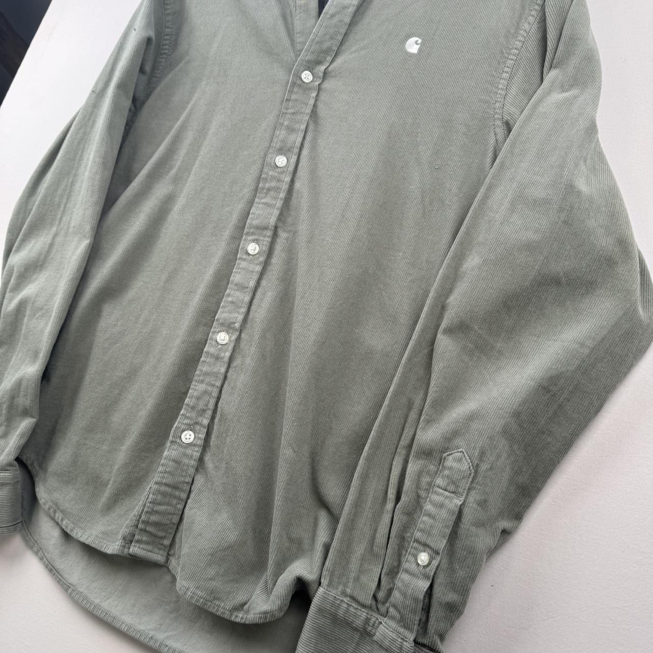 Sage Green Carhartt WIP Long Sleeve Madison Corduroy Button Down Shirt S