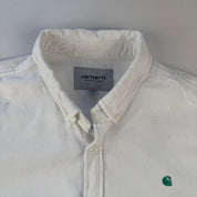 Carhartt WIP White and Green Corduroy Button Down Shirt L