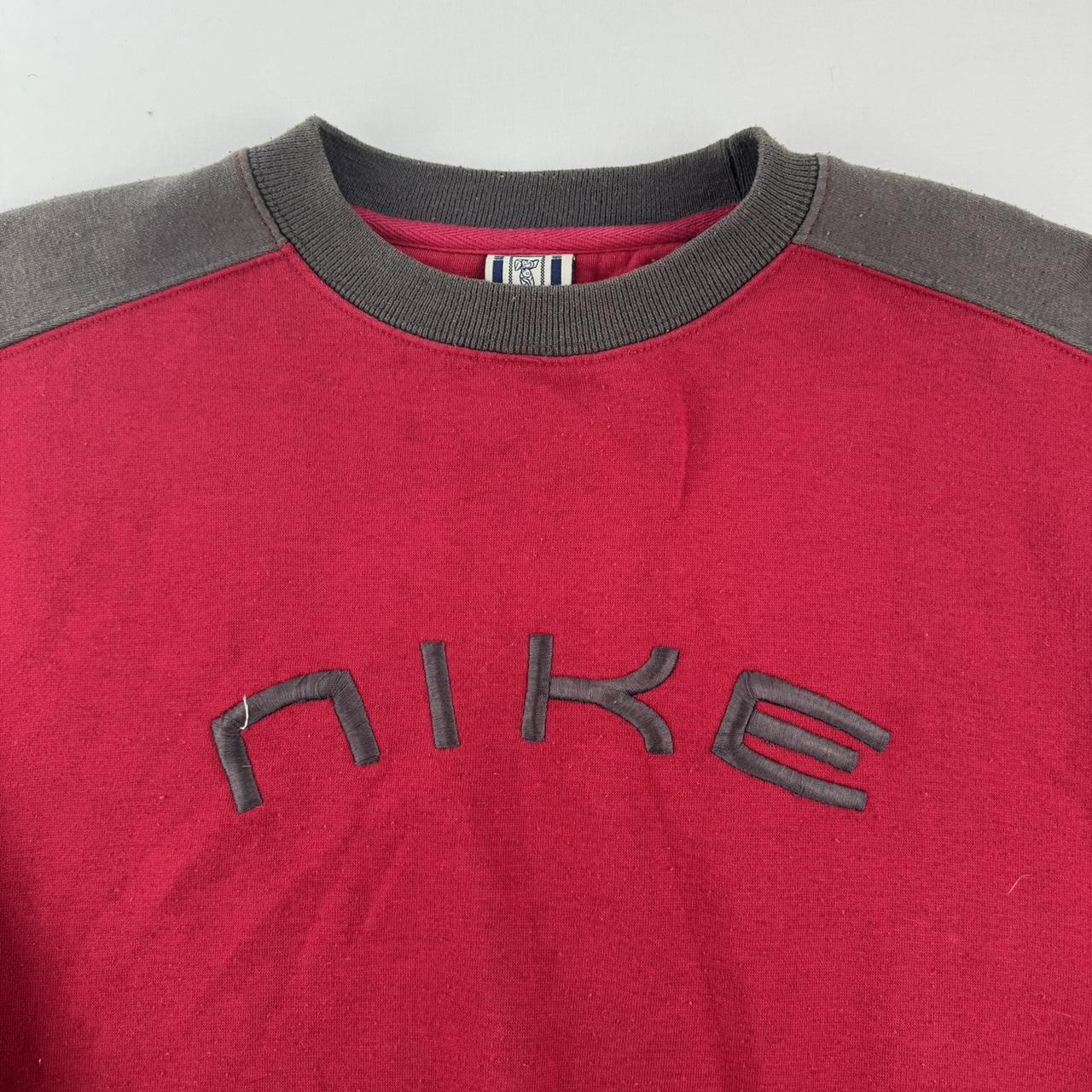 1990s Nike Embroidered Spellout Burgundy Womens Sweatshirt 14
