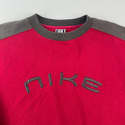 1990s Nike Embroidered Spellout Burgundy Womens Sweatshirt 14