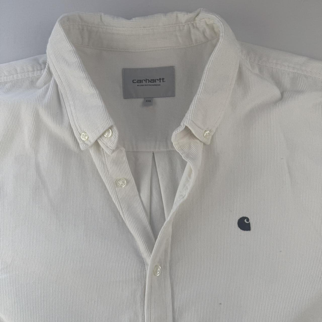 White Carhartt WIP Long Sleeve Madison Corduroy Button Down Shirt XXL
