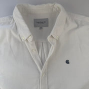 White Carhartt WIP Long Sleeve Madison Corduroy Button Down Shirt XXL