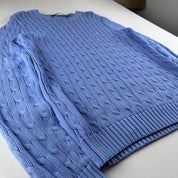 Womens Polo Ralph Lauren Embroidered Pony 100% Cotton Cable Knitted Jumper L