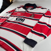 1999 Gloucester Rugby Cotton Traders Striped Rugby Polo Shirt L
