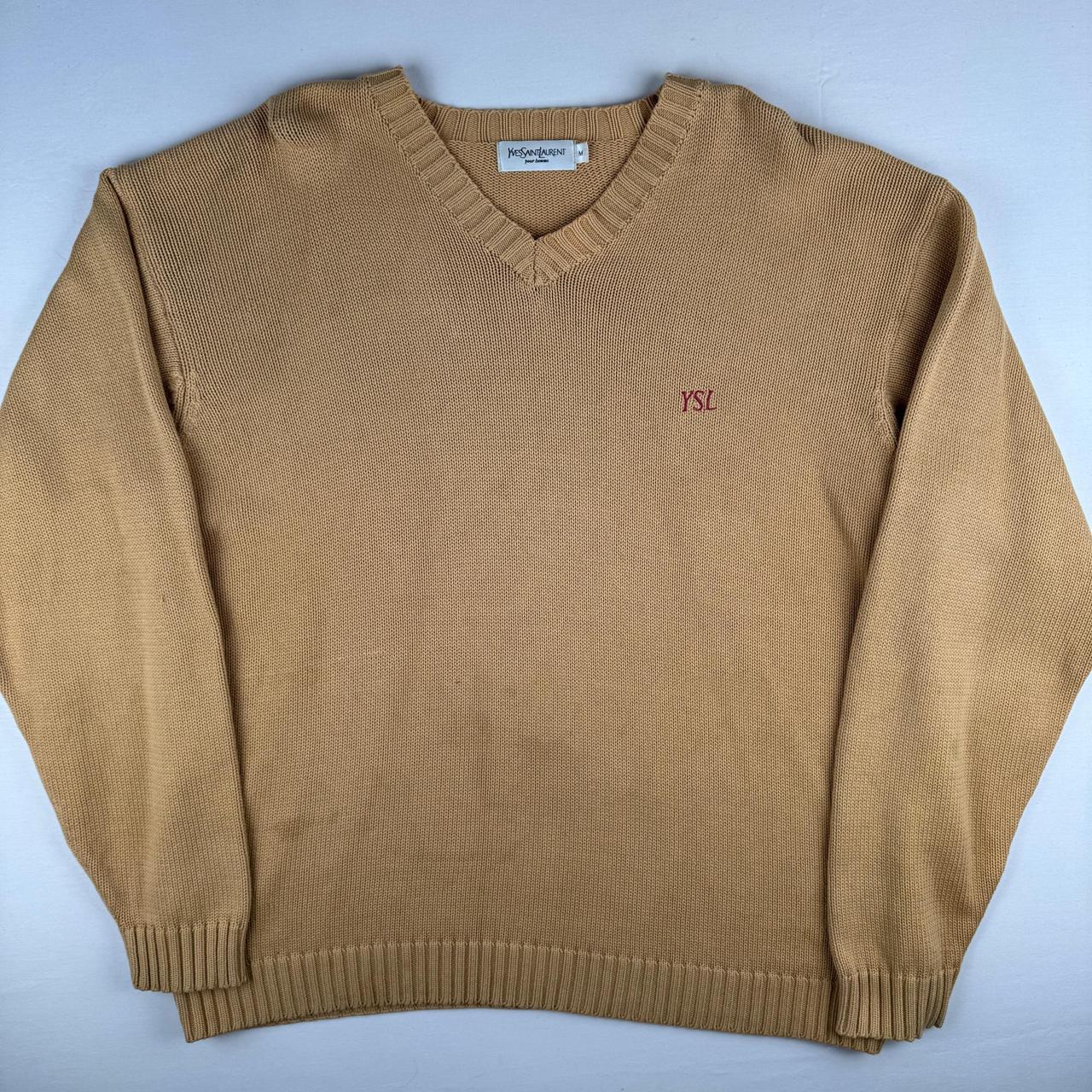 Yves Saint Laurent Crewneck Knit Sweater in Beige Size M