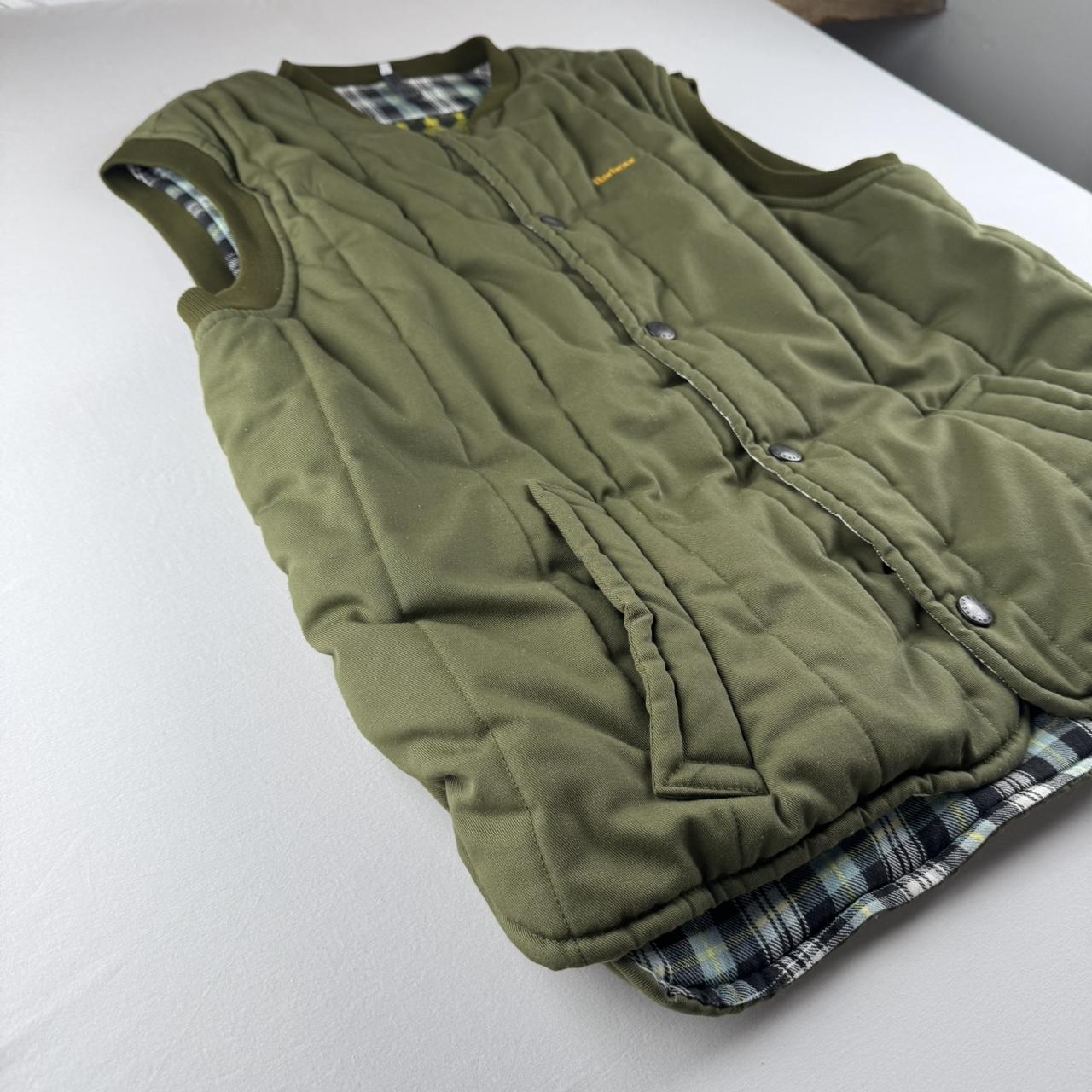 Barbour Embroidered Plaid Lining Puffer Gilet M