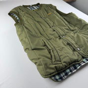 Barbour Embroidered Plaid Lining Puffer Gilet M