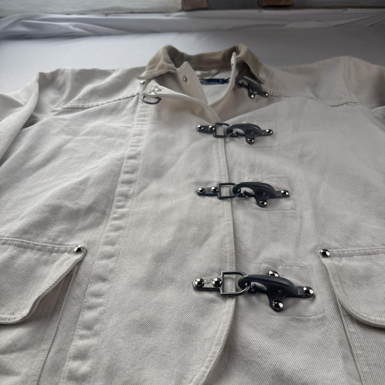 Rare Late 1990s Firemans Clasp Polo Ralph Lauren Chore Jacket with Corduroy Collar M