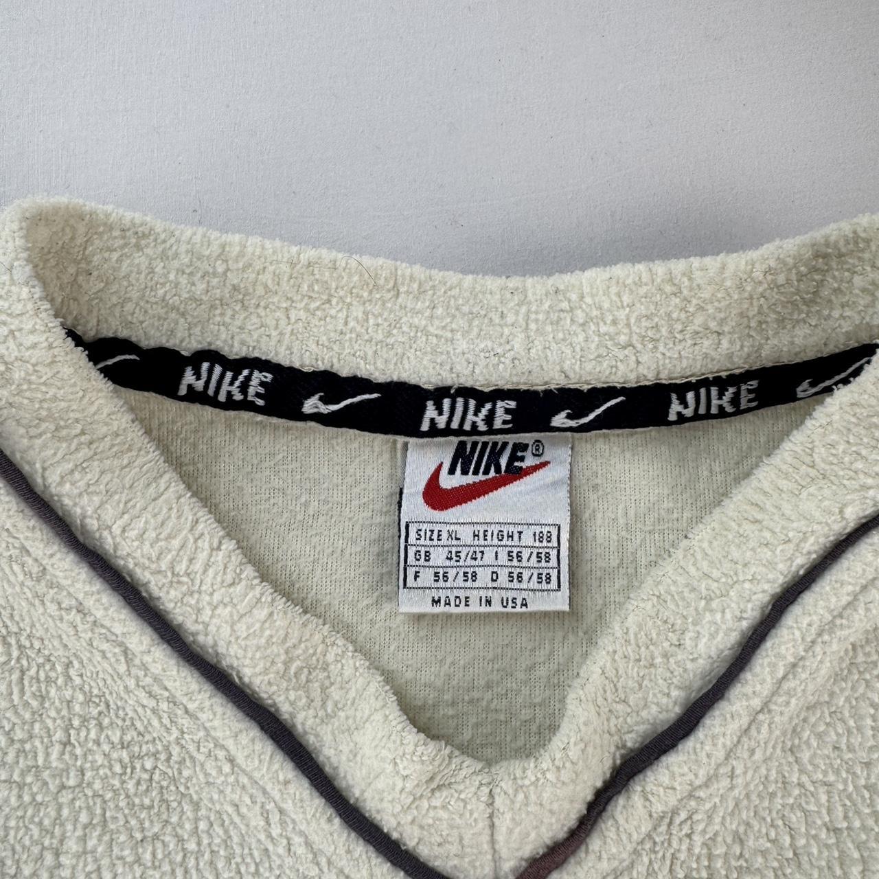Rare 1990s Centre Swoosh V Neck Fleece Sweatshirt XL