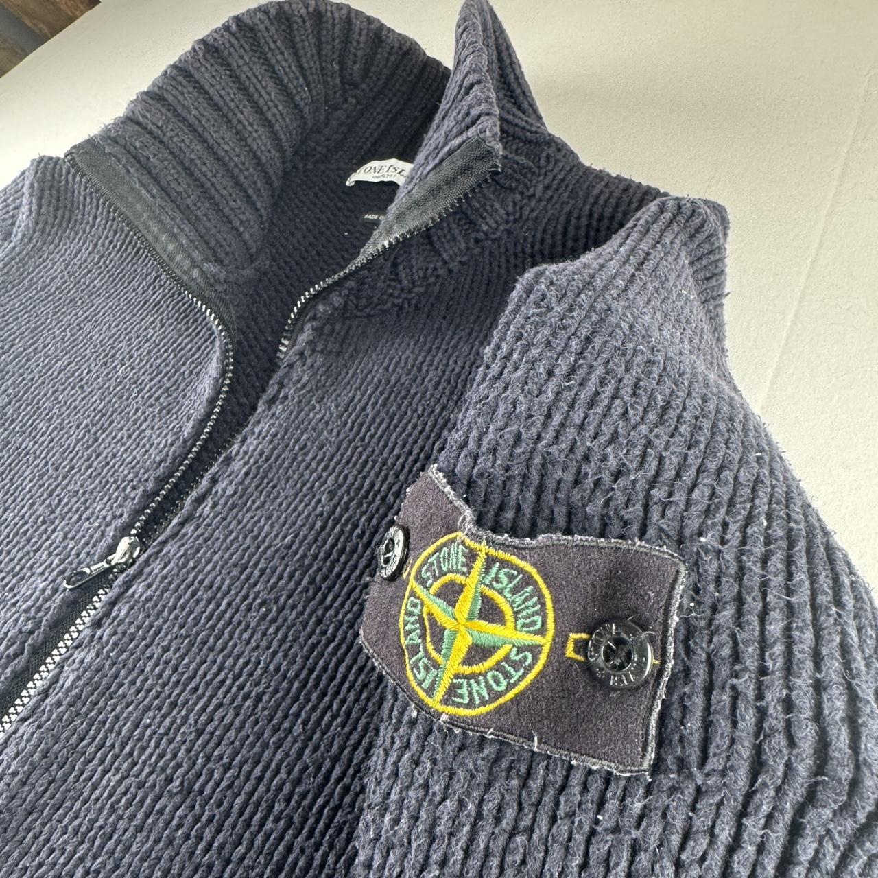 2005 Authentic Stone Island Thick Knitted Full Zip Jumper XXL