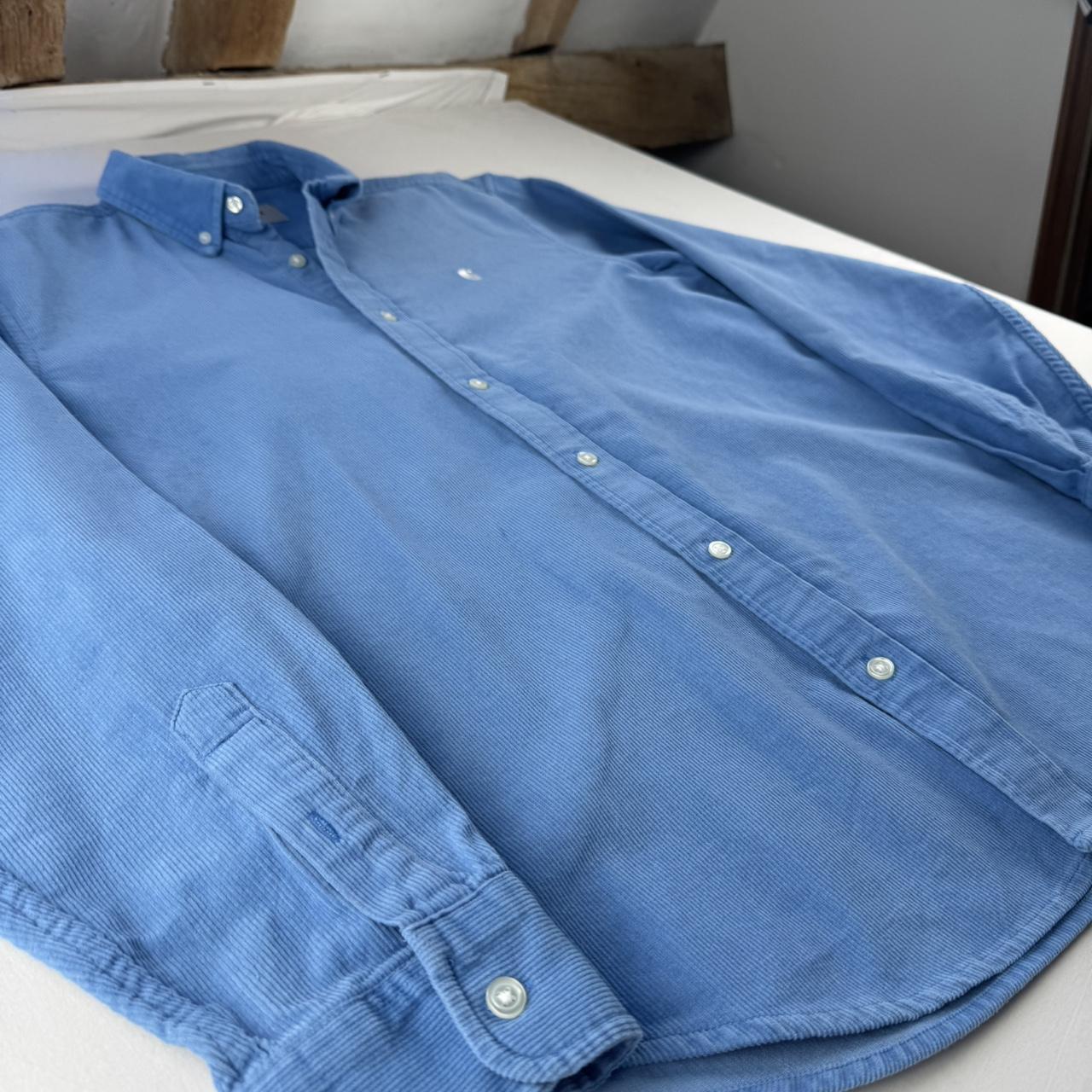 Blue Carhartt WIP Long Sleeve Madison Corduroy Button Down Shirt M