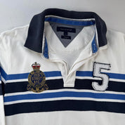 Tommy Hilfiger Embroidered Spellout Striped Rugby Polo L