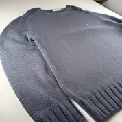 Early 2000s Yves Saint Laurent YSL Embroidered Logo Heavyweight Knitted Jumper XL