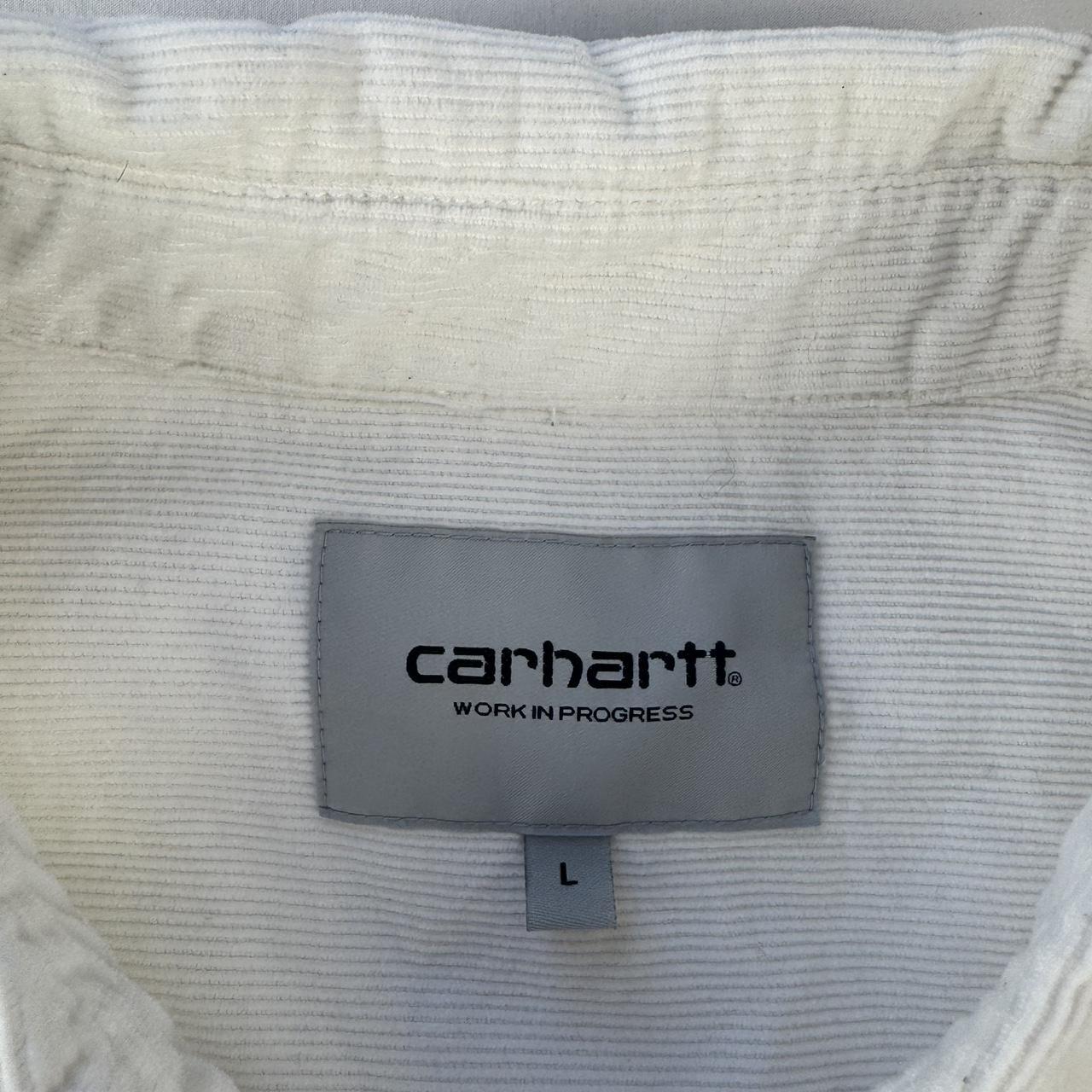 Carhartt WIP White and Green Corduroy Button Down Shirt L