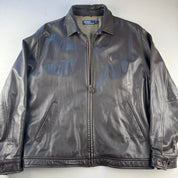 Dark Brown 2000s Polo Ralph Lauren Leather Harrington Jacket L
