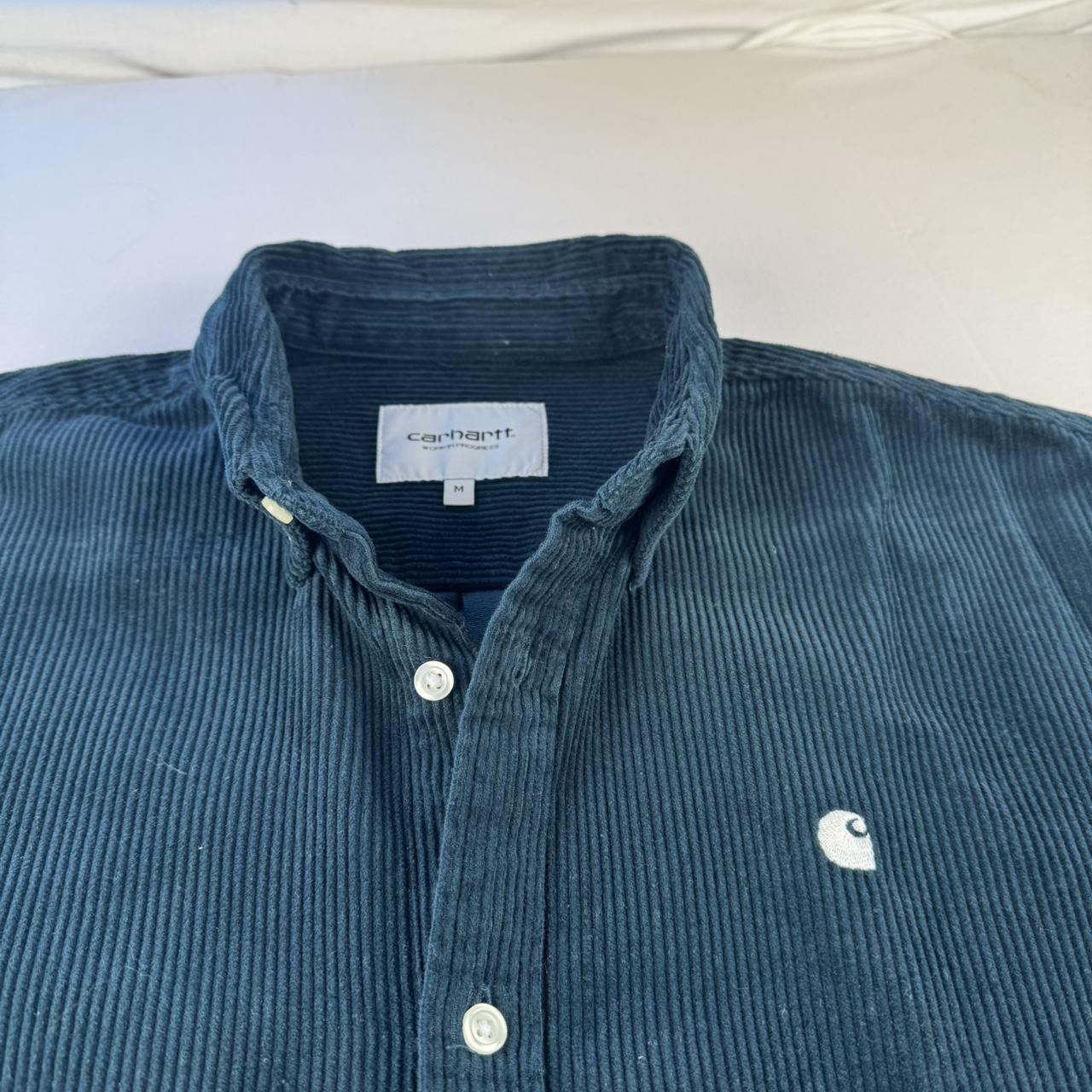 Teal Carhartt WIP Long Sleeve Madison Corduroy Button Down Shirt M