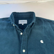 Teal Carhartt WIP Long Sleeve Madison Corduroy Button Down Shirt M