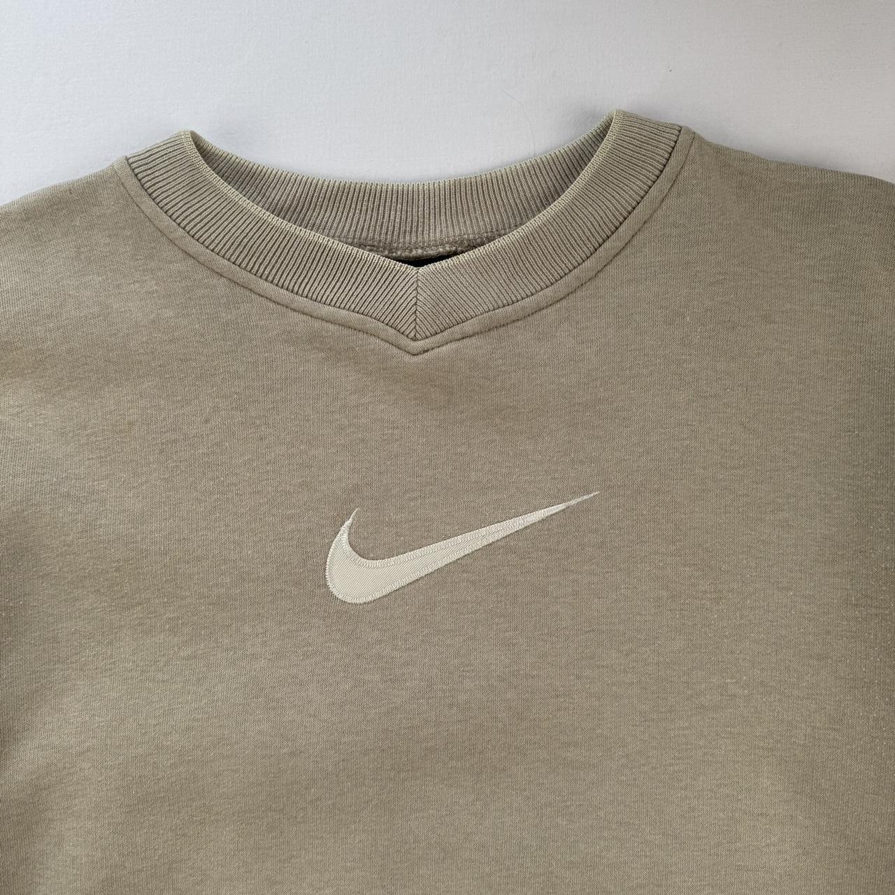 1990s Beige Embroidered Swoosh Nike Sweatshirt 12-14