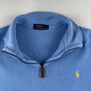 Polo Ralph Lauren Baby Blue Embroidered Pony Quarter Zip Fleece L