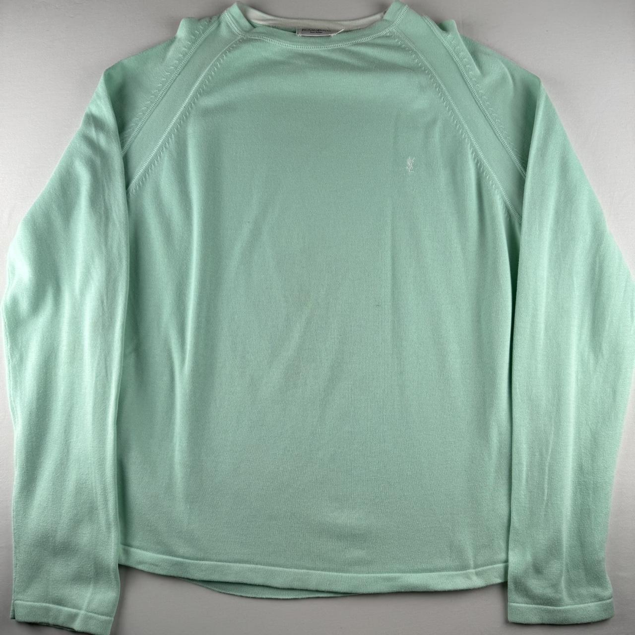 Yves Saint Laurent YSL Thin Mint Green Embroidered Logo Knitted Jumper XXL