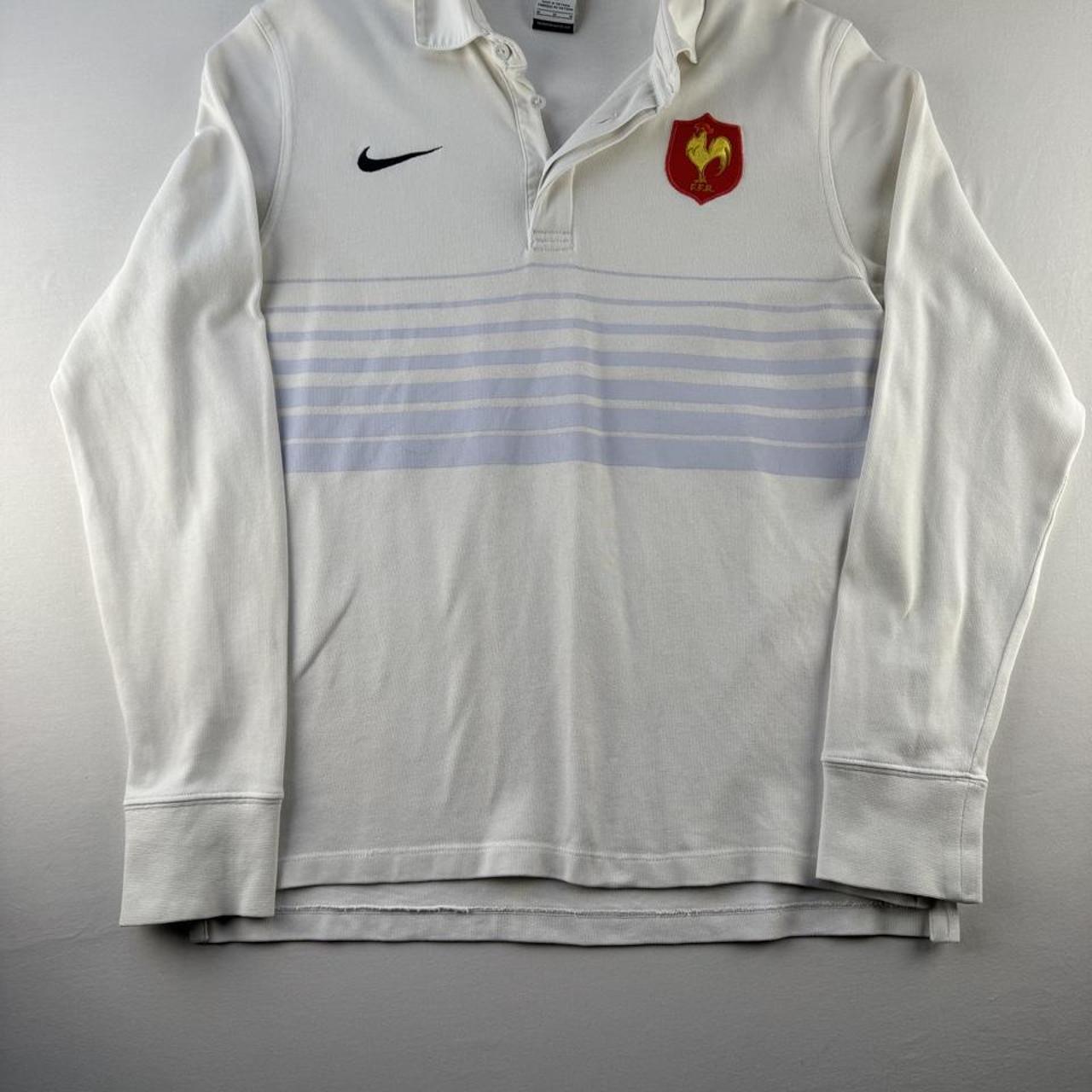 Mid 2000s Nike France Striped Rugby Polo Shirt M