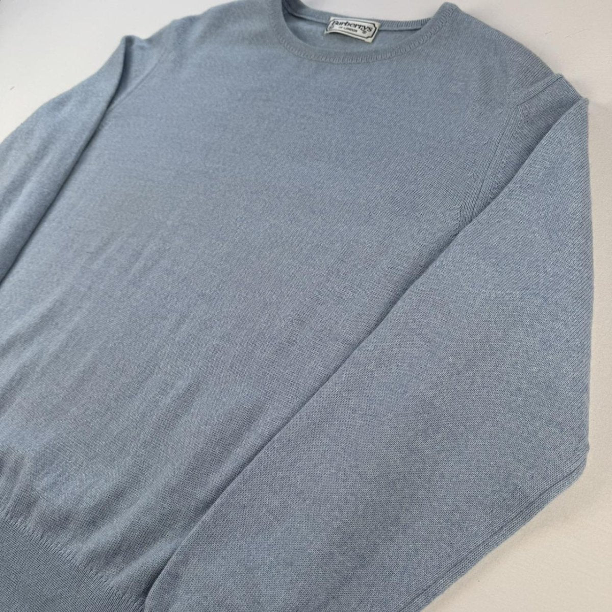 Baby Blue 1990s Merino Wool Burberrys Jumper 8 - Threads Uncovered