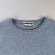 Baby Blue 1990s Merino Wool Burberrys Jumper 8 - Threads Uncovered